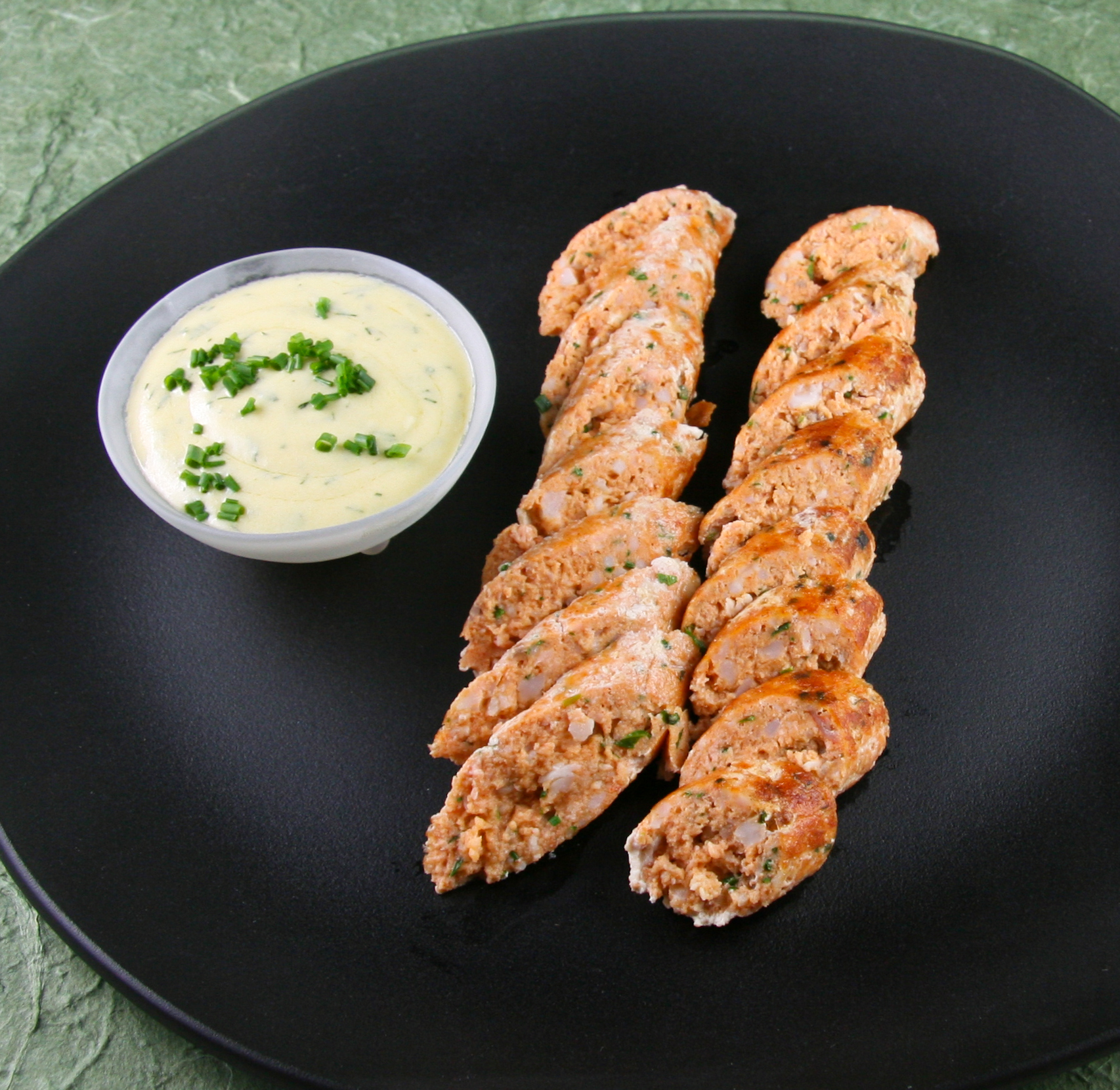 Seafood Sausage with Creamy Mustard - Dill Sauce