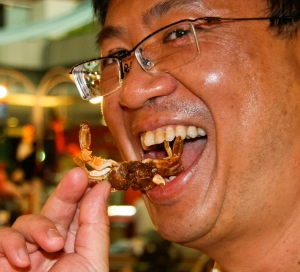 vic & candied crab Vic taunts me with a candied land crab.