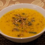 Butternut Squash Soup with Toasted Hazelnuts and Fried Sage