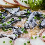 Baked Flounder with Black Trumpet Mushroom Beurre Blanc Sauce