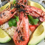 Grilled Pacific Spot Prawns with Cold Somen Noodles in Miso Sauce