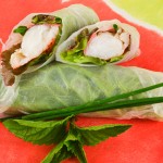 Vietnamese-style Spring Rolls Kicked up a Notch, with Grilled Lobster Tails