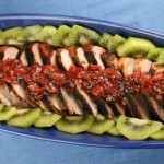 Kiwi-marinated Grilled Pork Tenderloin with a Kiwi and Fig Sauce