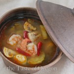 Tom Yum seafood soup, infused with aroma of kaffir limes and a great winter warmer.