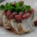 Seared Pork Tenderloin with Pinot Noir Pear and Ginger Compote