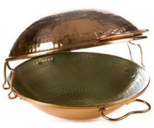 A tin lined copper cataplana