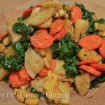 Roasted Parsnips, Carrots and Delicata Squash Tossed with Sautéed Mustard Greens