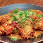 Peachy Whiskey BBQ Braised Chicken