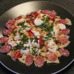 Warm Caprese Pasta Salad with Sopressata