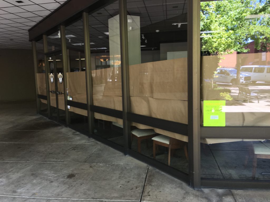 A new restaurant appears to be going in at the former location of Crema Cafe and Sushi.